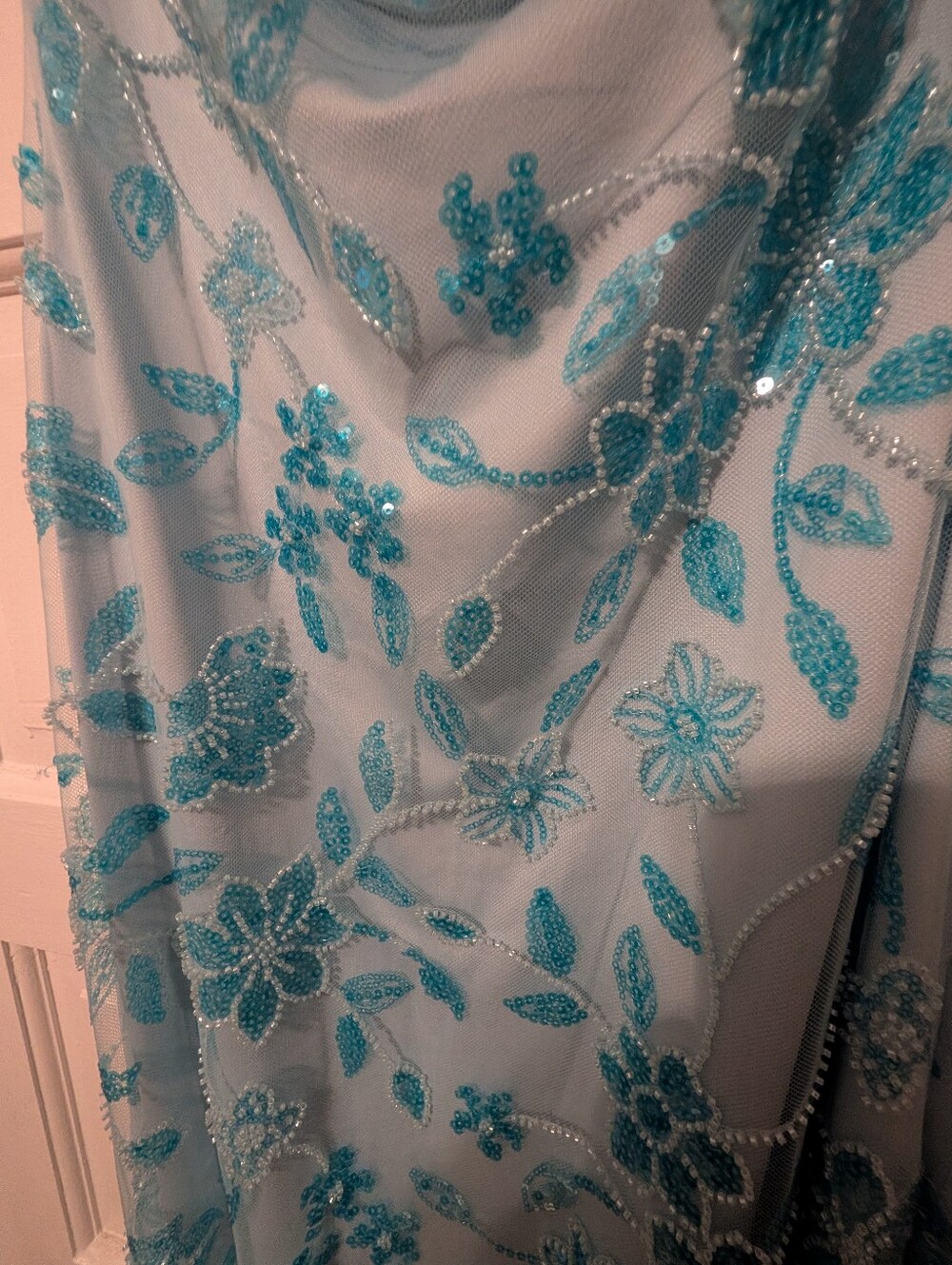 Peppermayo Aqua Blue Beaded Strapless Dress, Size 6 - Picture 4 of 6